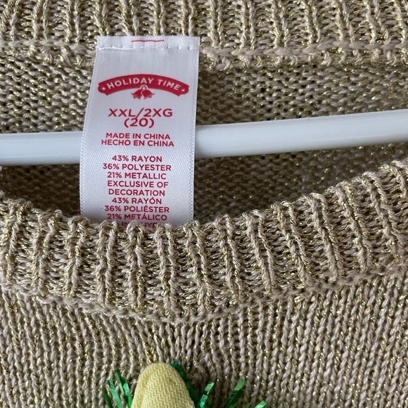 HOLIDAY TIME GOLD SHIMMER XMAS TREE UGLY XMAS SWEATER XXL - Picture 6 of 11